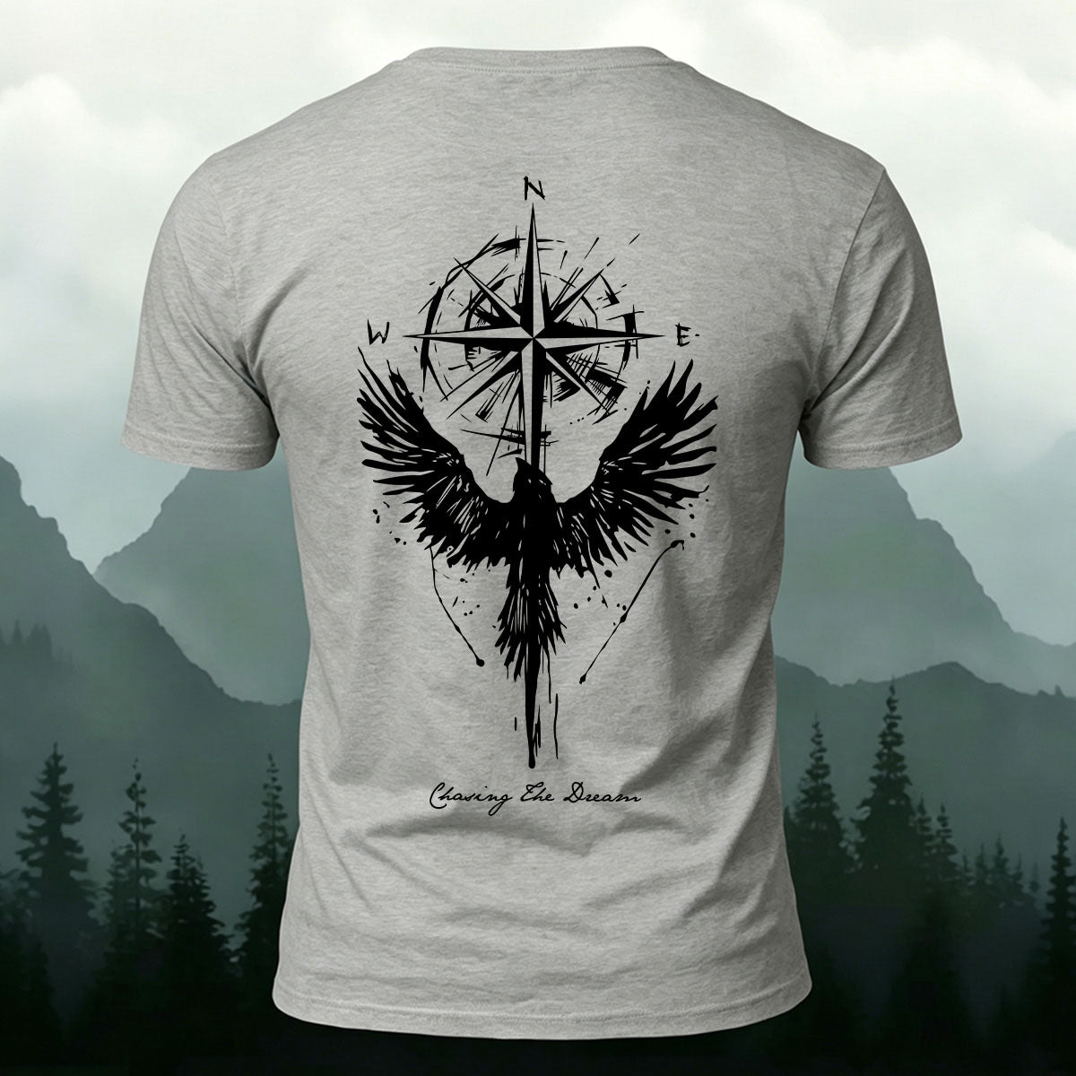Phoenix Compass Print Casual Cotton T-Shirt