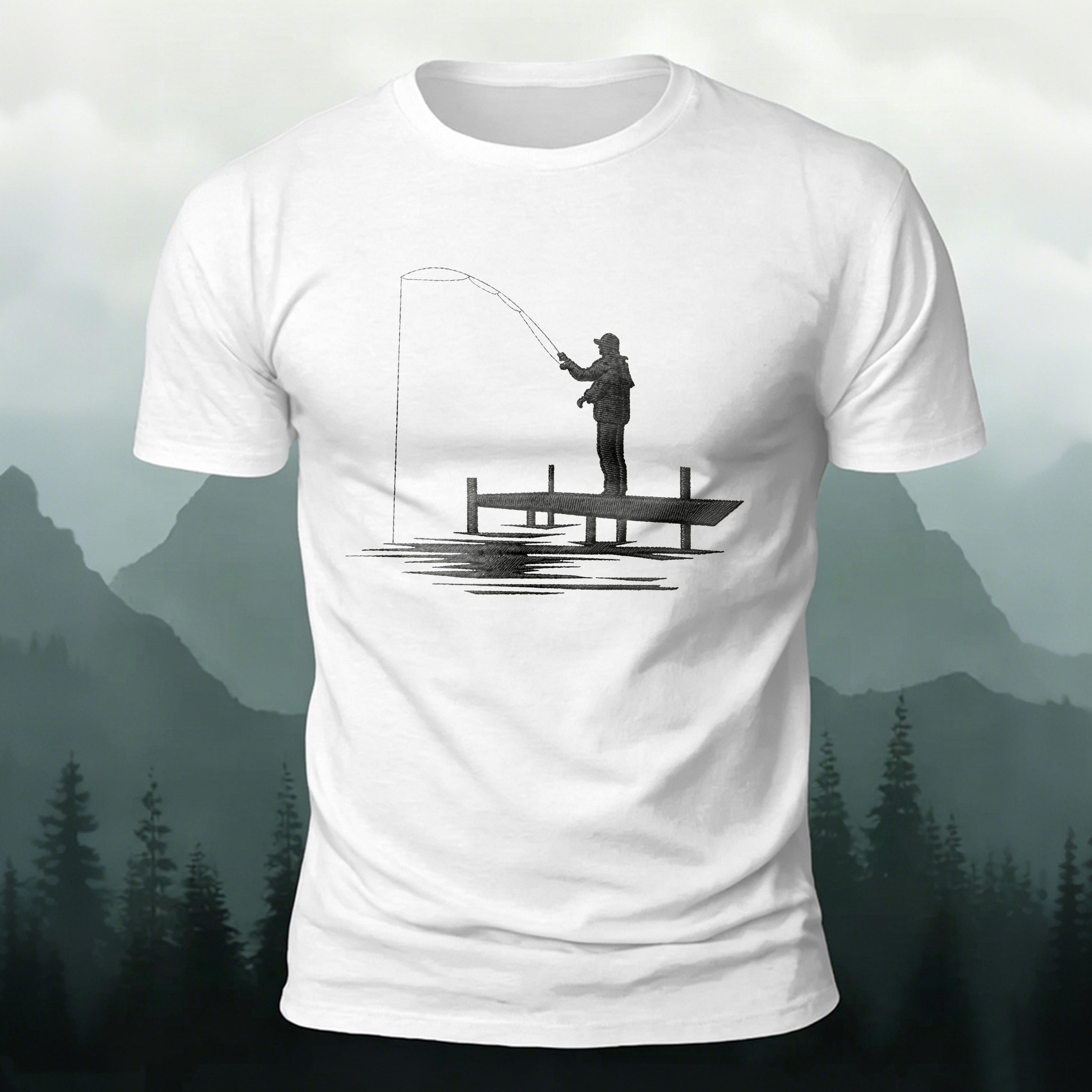 Fishing 3D UV Print Minimalist Premium Cotton Tee