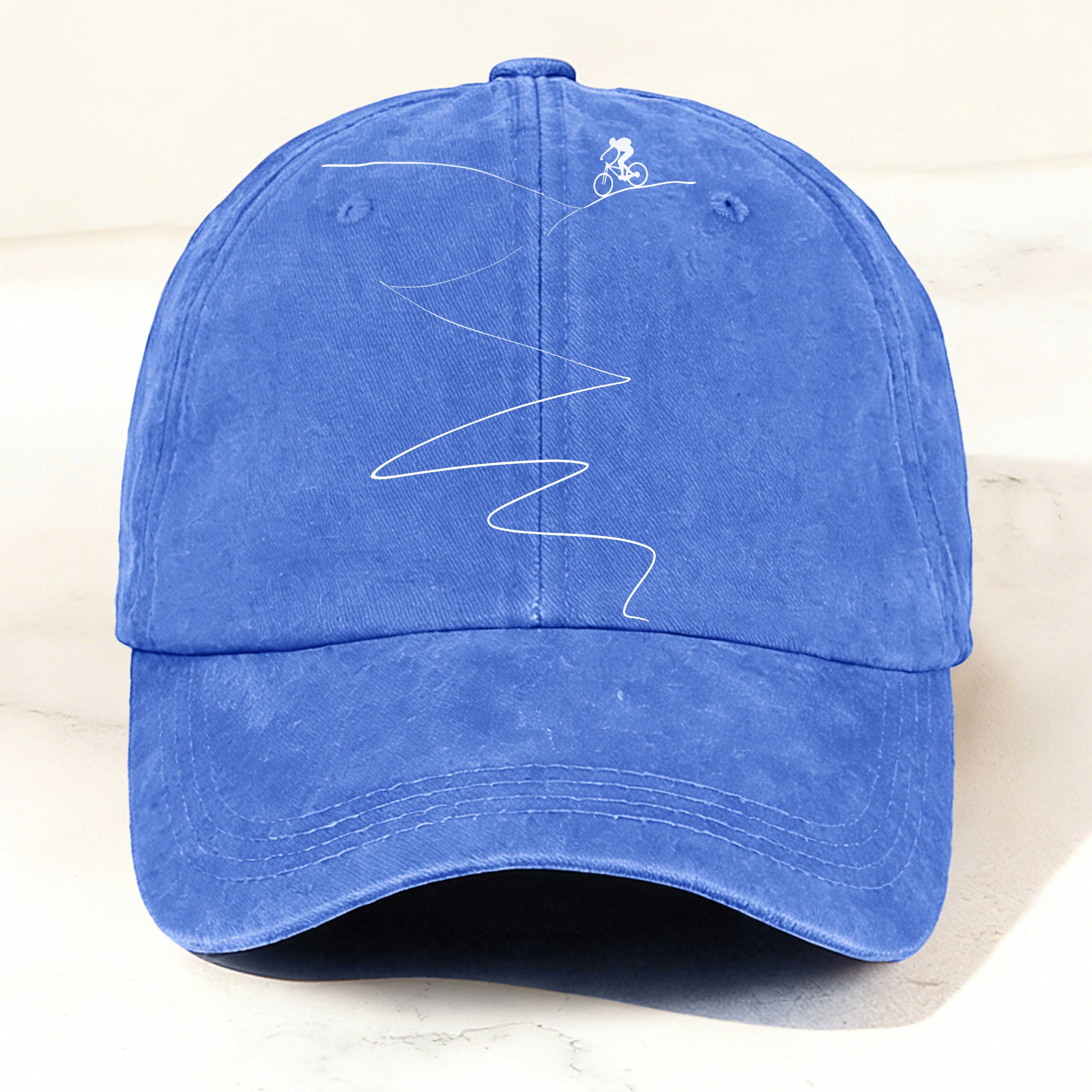 Minimalist Cycling Enthusiast Printed Washed Baseball Cap