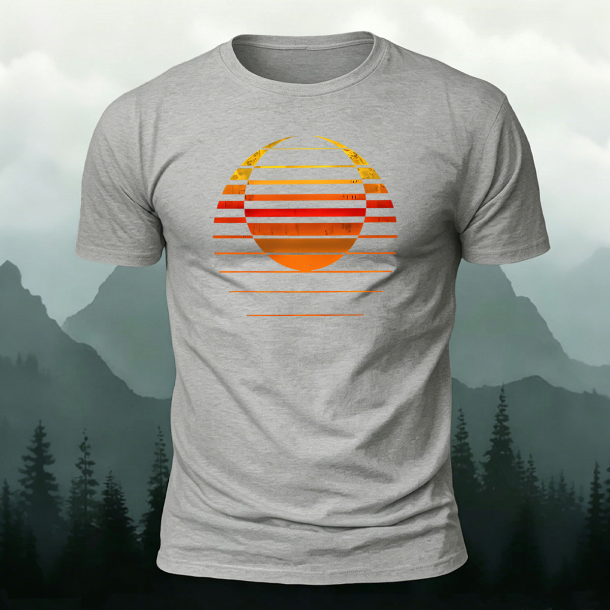 Sunset Art Print Combed Cotton Casual T-Shirt