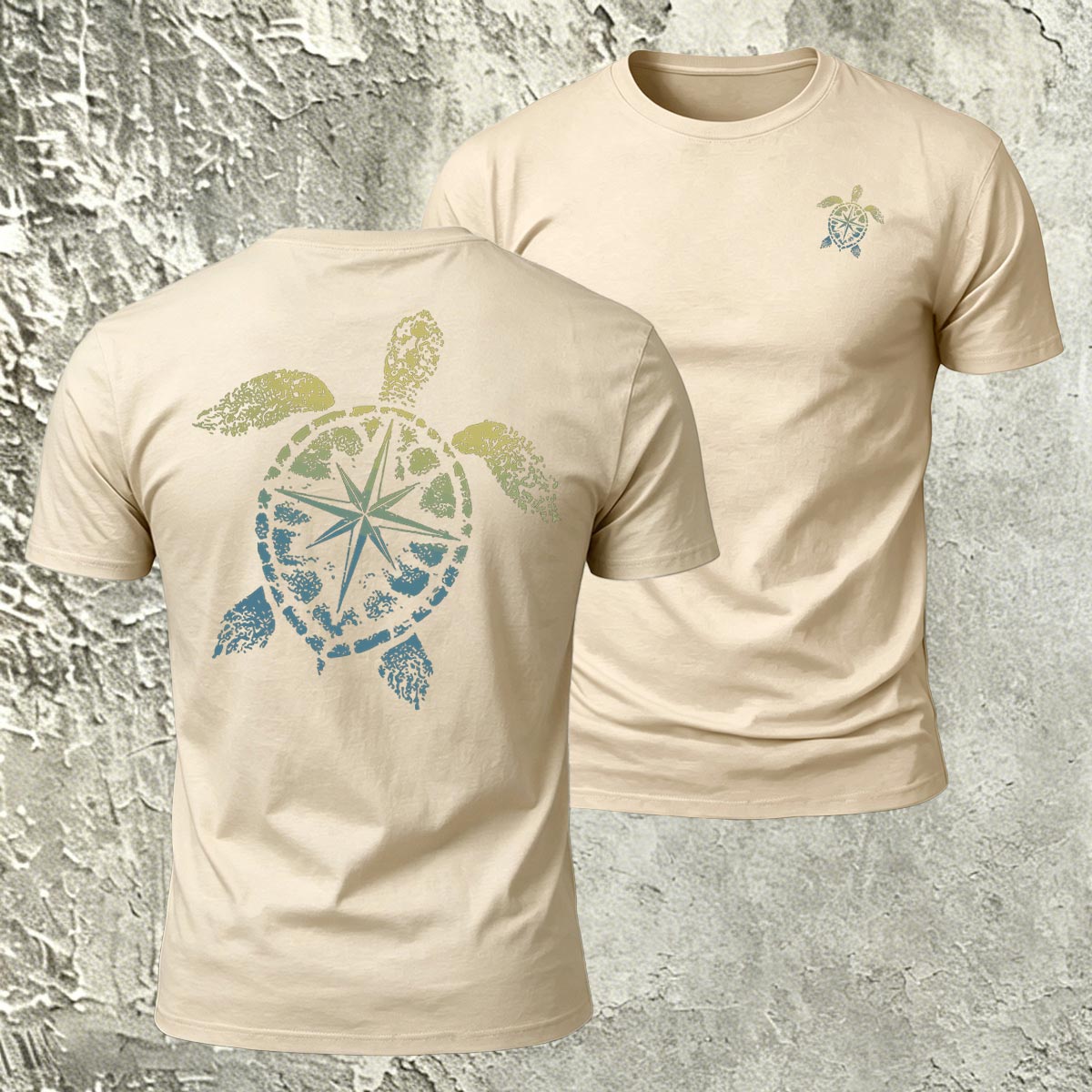 Sea Turtle Pattern Natural Premium Cotton T-Shirt
