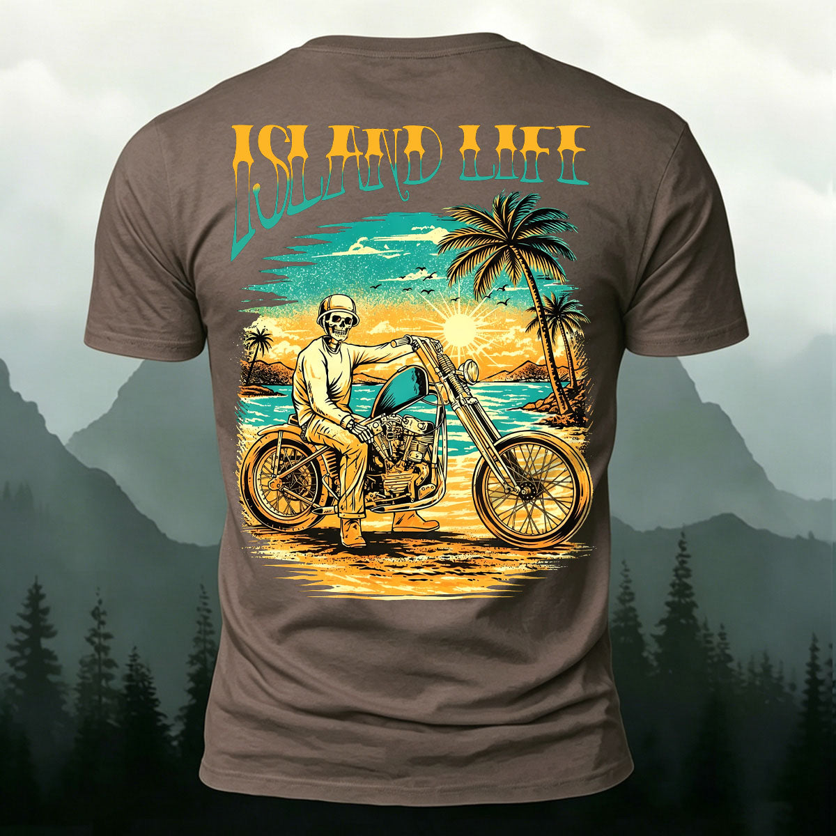 American Retro Motorcycle Skull Casual Cotton T-Shirt