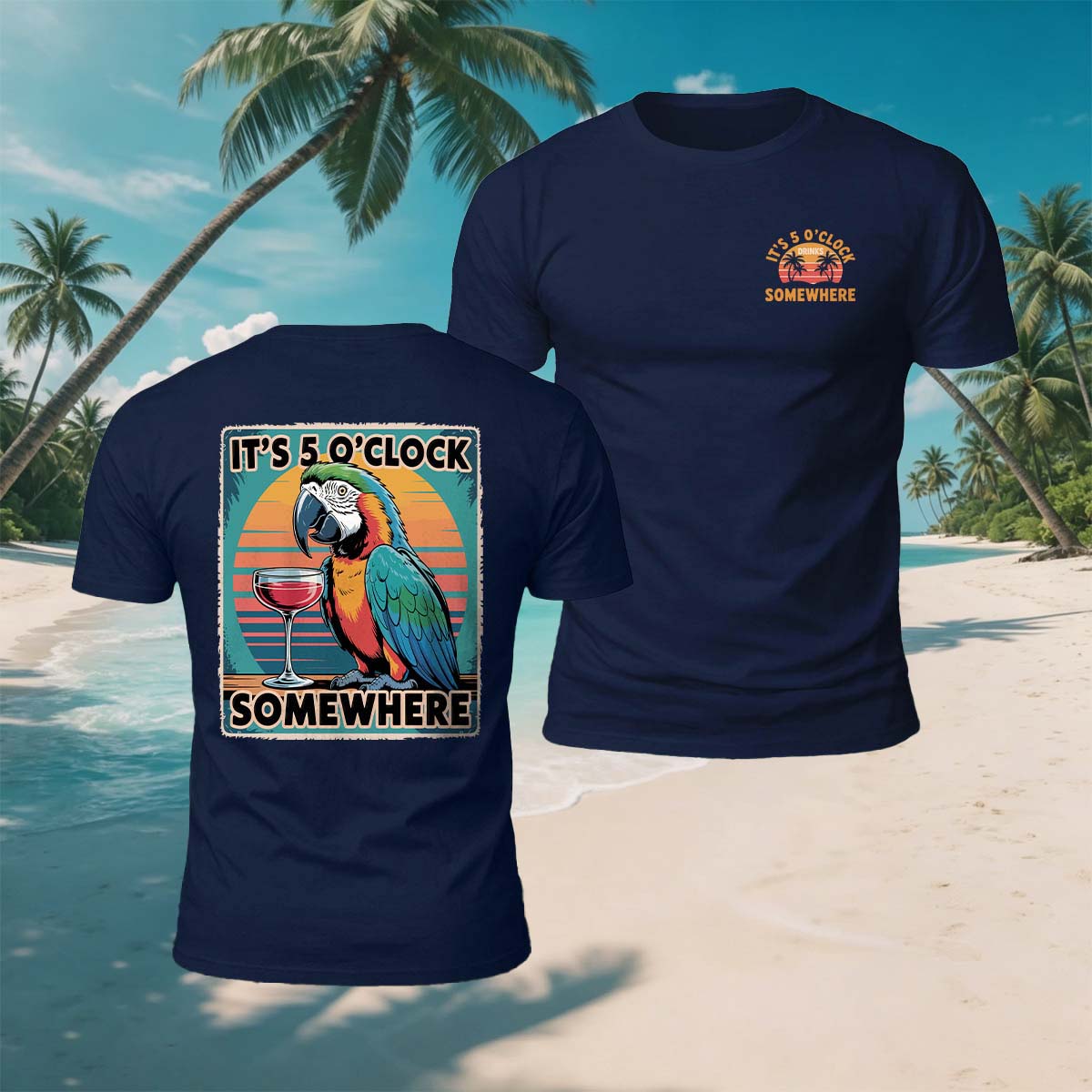 Fun Parrot Red Wine Print Casual Breathable Tee