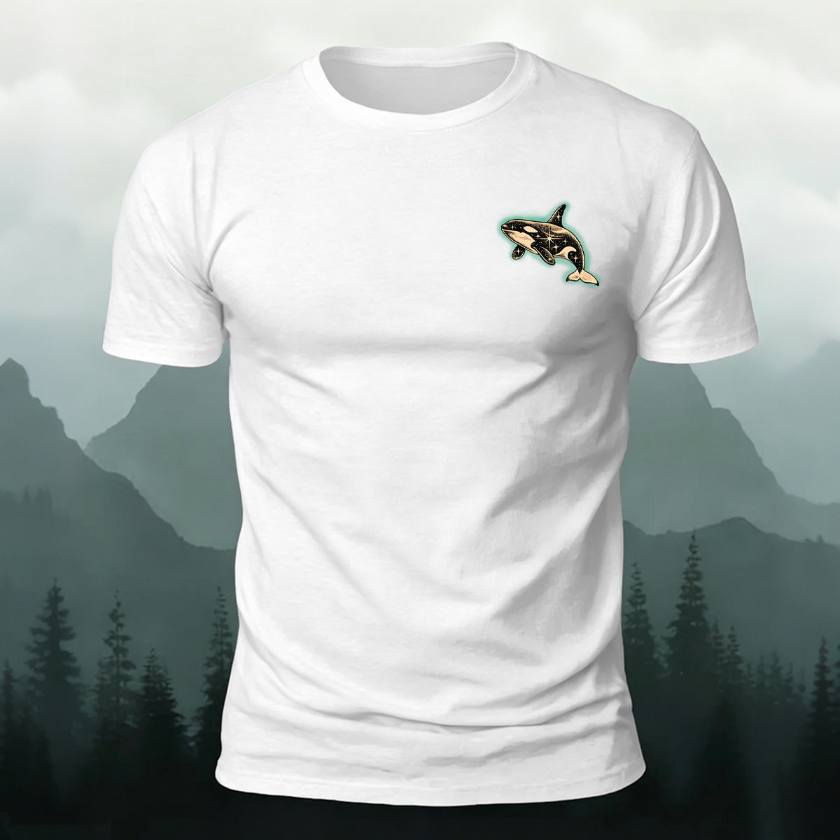 Ocean Whale Pattern Skin-friendly Minimalist Style T-Shirt