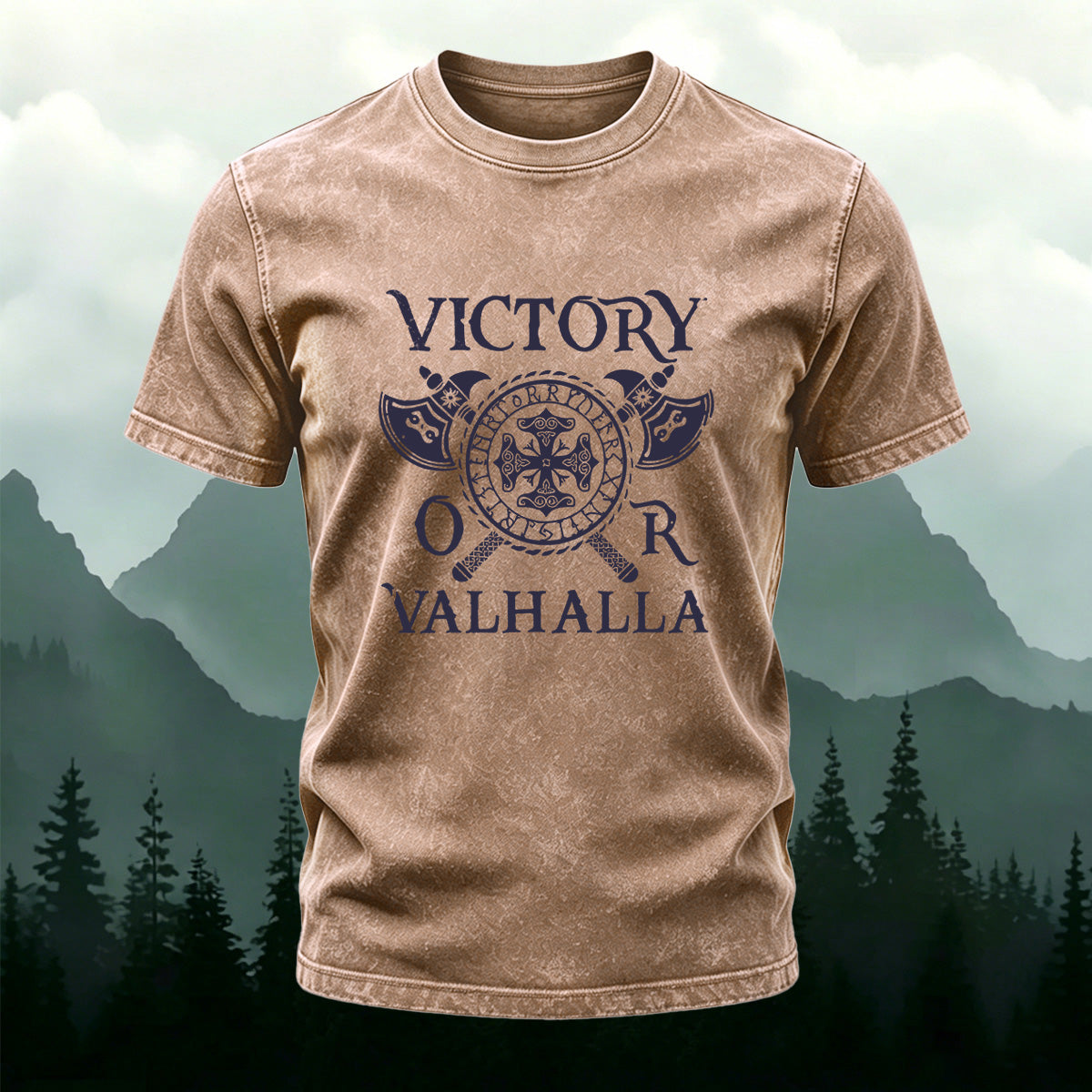 Personality Fashion Street Trend Washed Cotton T-Shirt Coffee
