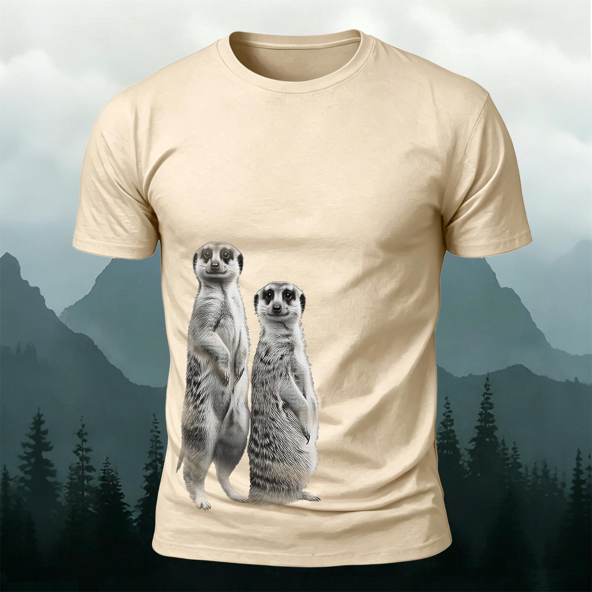 Cute Meerkat Print Cotton Casual T-Shirt