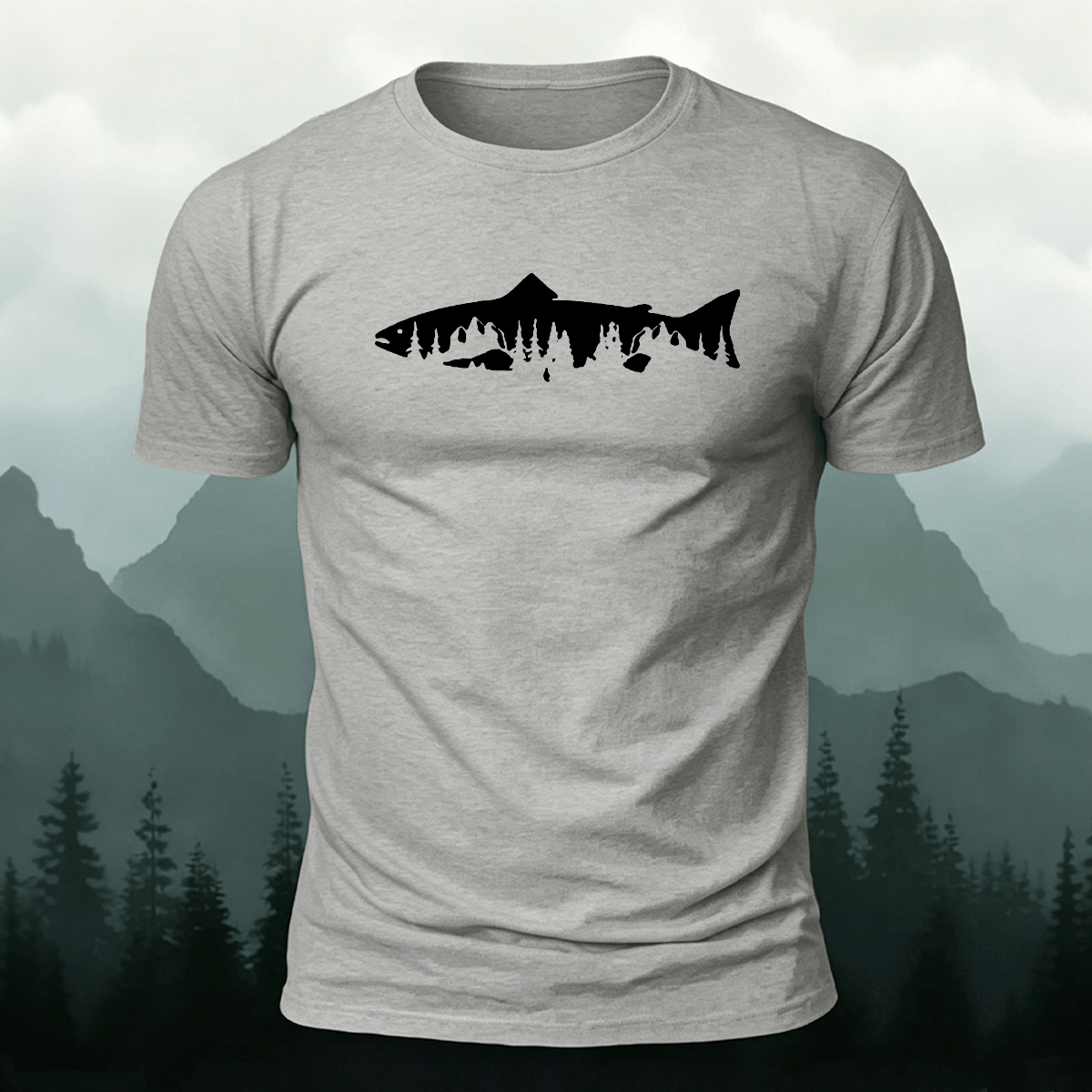 Fish Print Natural Casual Premium Cotton T-Shirt