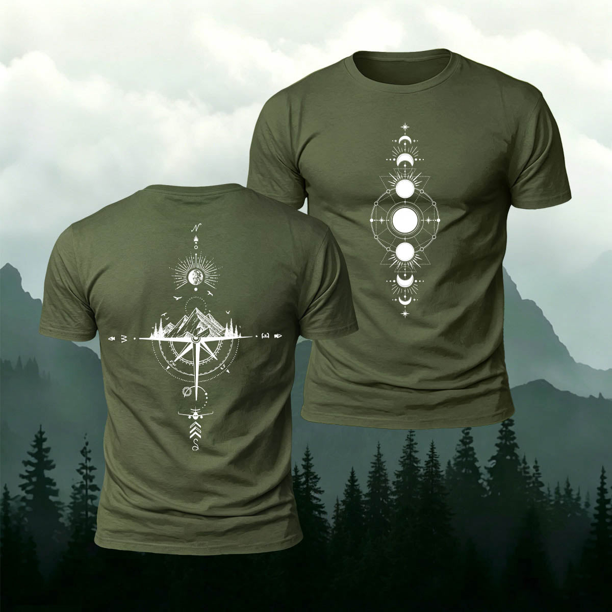 Cosmic and Nature Print Casual Cotton T-Shirt
