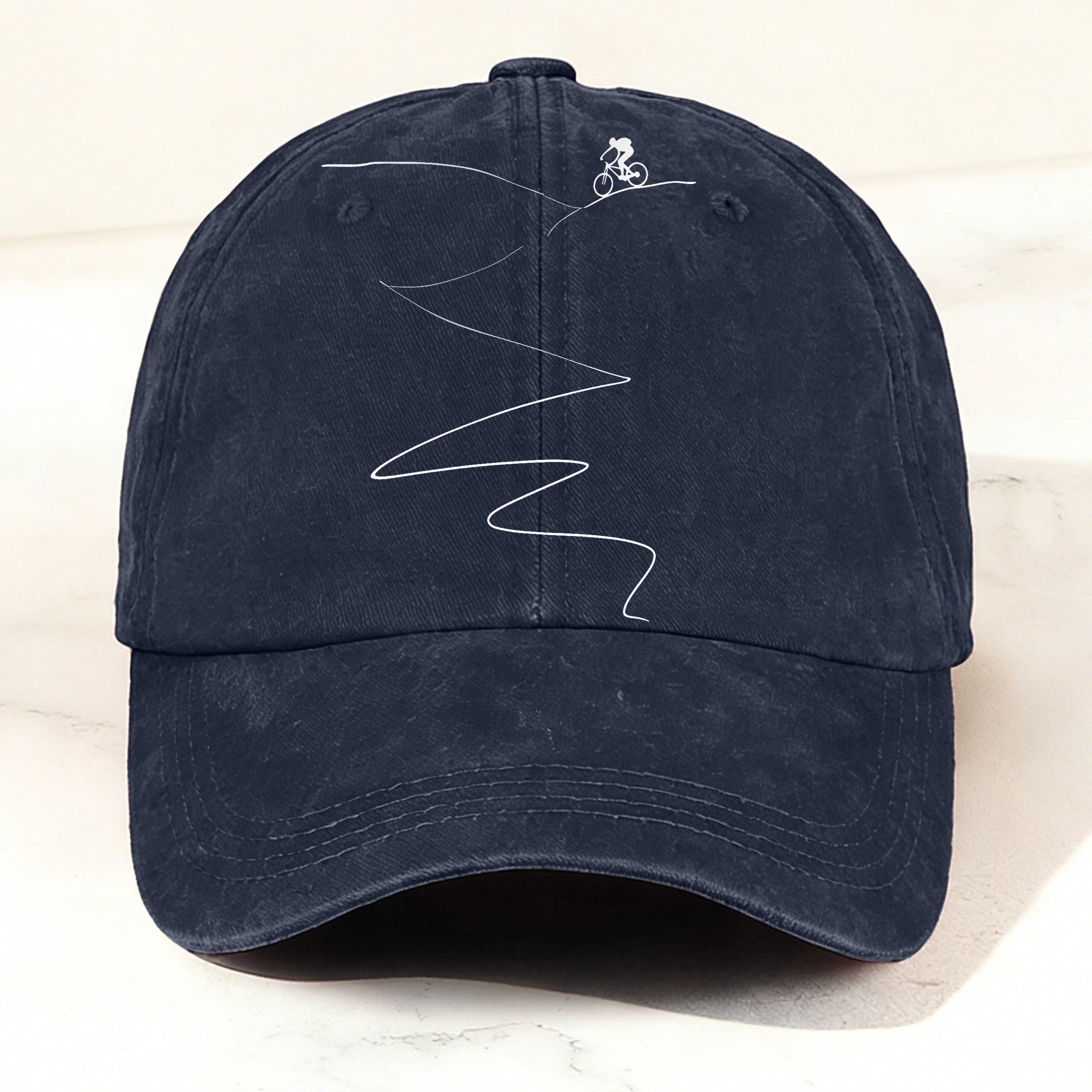 Minimalist Cycling Enthusiast Printed Washed Baseball Cap