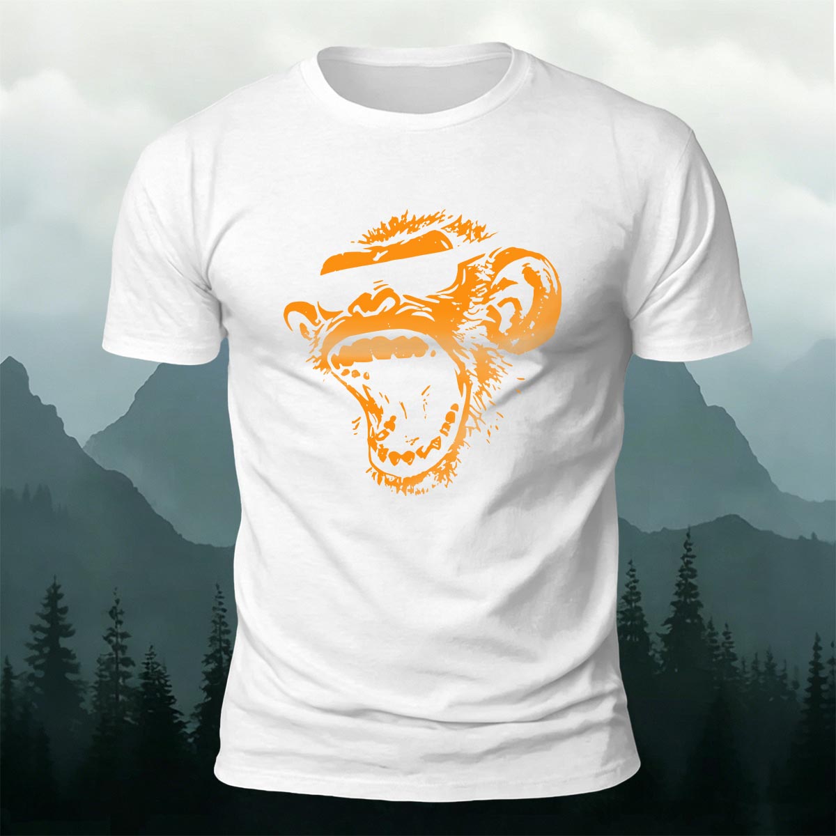 Simple Monkey Print Fashion Skin-Friendly T-Shirt White