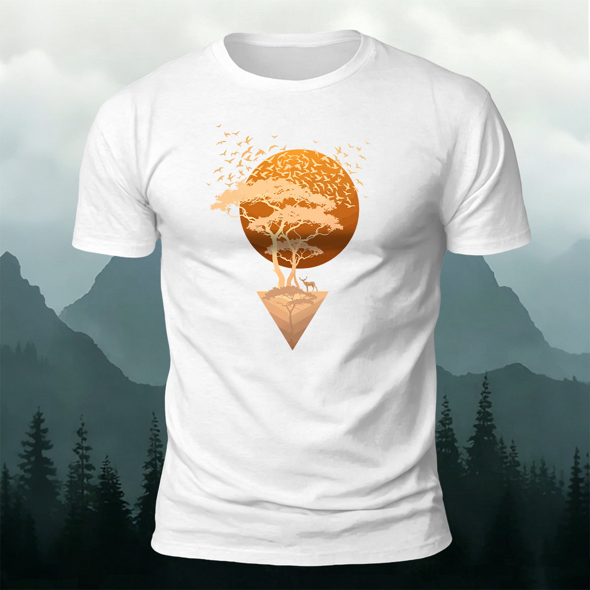 Sunset Forest 100% Cotton Casual T-Shirt