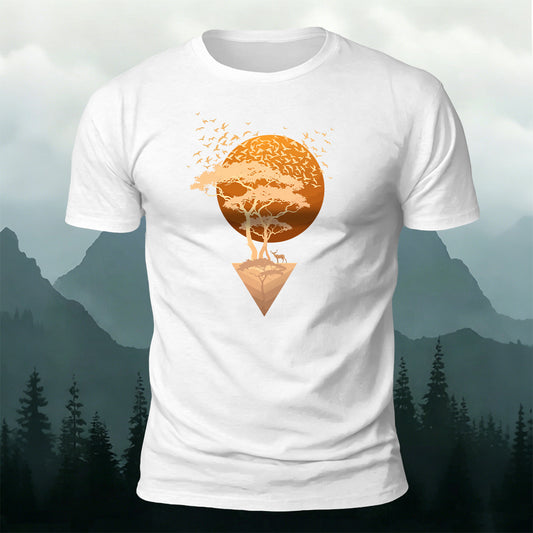 Sunset Forest 100% Cotton Casual T-Shirt