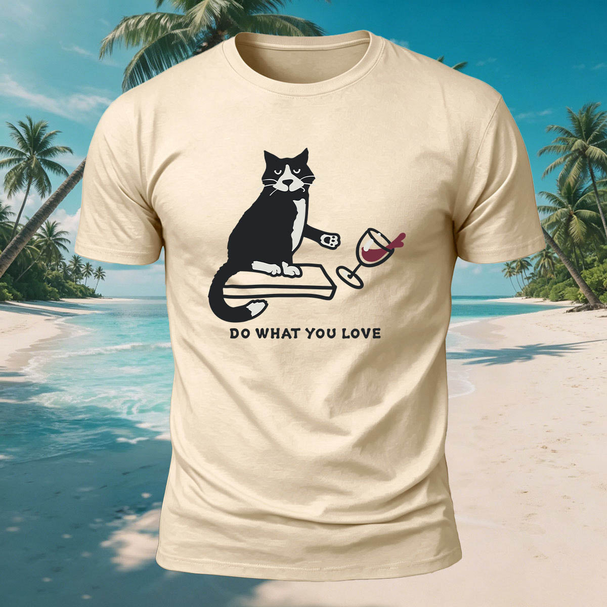 Kitten Spilling a Drink Print  Versatile Cotton T-Shirt