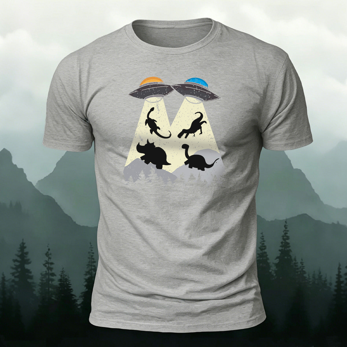 Alien Spaceship Design Casual Cotton T-Shirt
