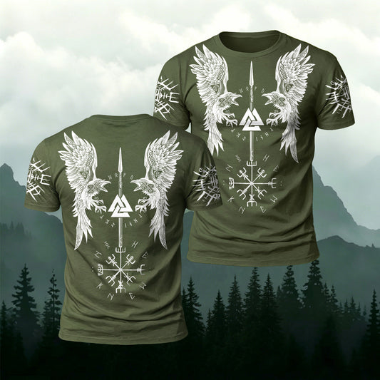 Sublimation Nordic Viking Mythology Print Fitted Tee