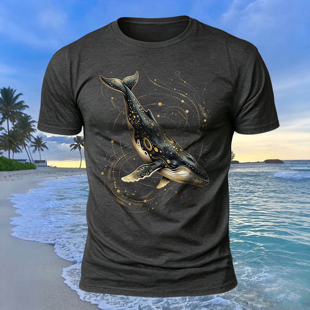 Creative Whale Art Print 100% Cotton Soft-Touch T-Shirt