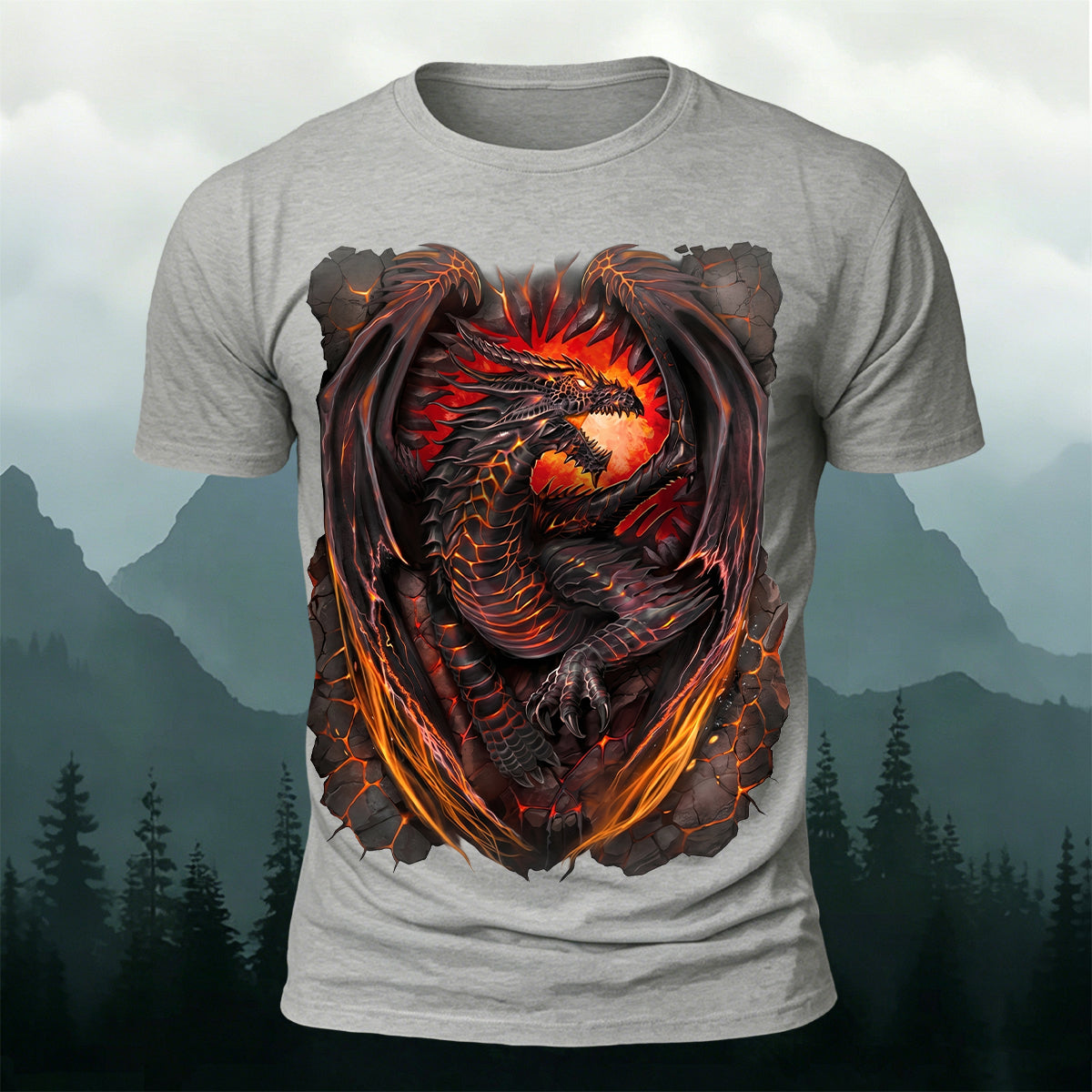 Retro Evil Dragon Print Casual Comfortable T-Shirt