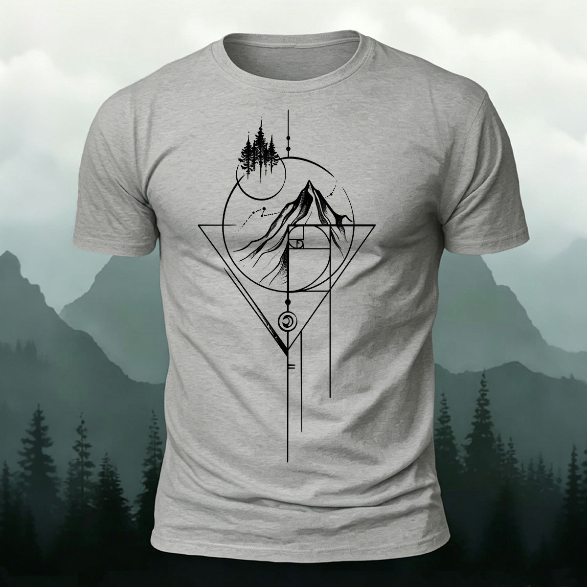 Geometric Pattern Print Combed Cotton Casual T-Shirt