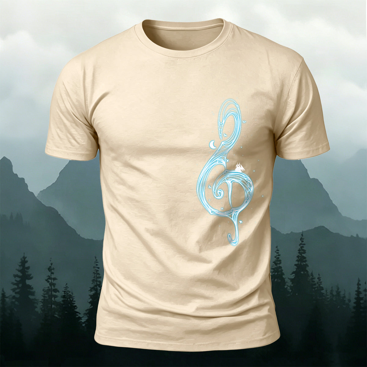 Music Note Print Casual Premium Cotton T-Shirt