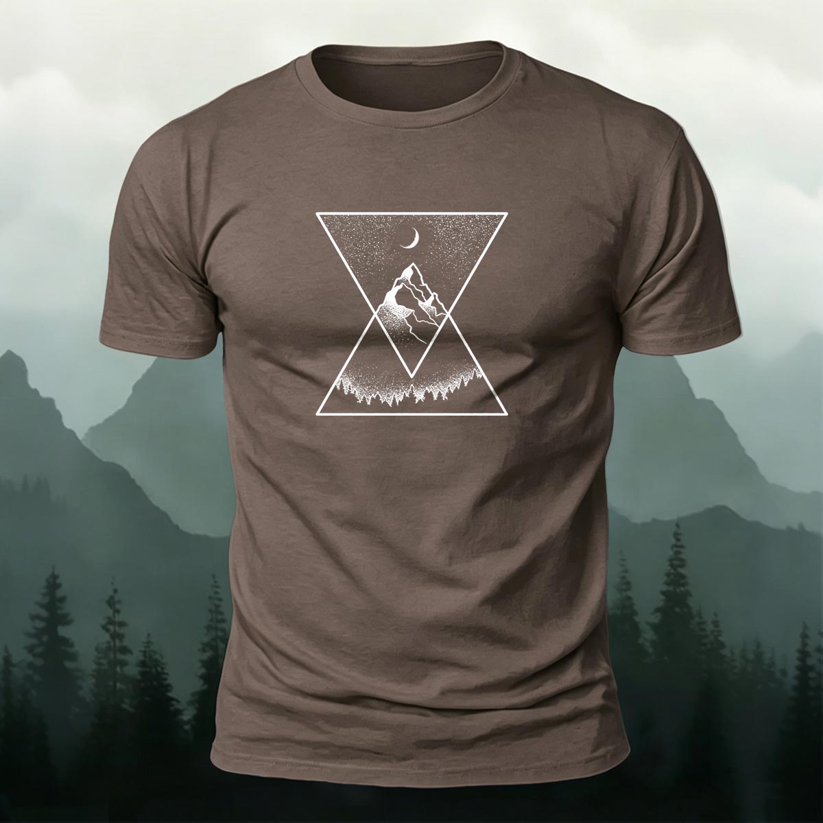 Creative Forest Mountain Print Casual T-Shirt