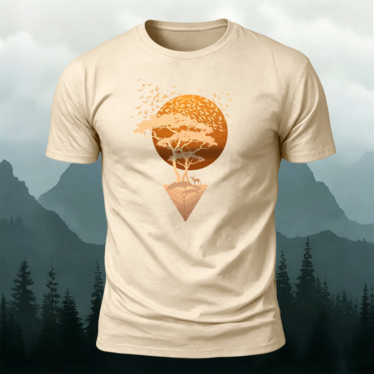 Sunset Forest 100% Cotton Casual T-Shirt