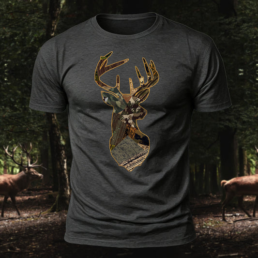 Premium Cotton Camo Reindeer Printed T-Shirt