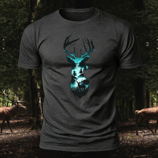 Premium Cotton Reindeer Forest Printed T-Shirt