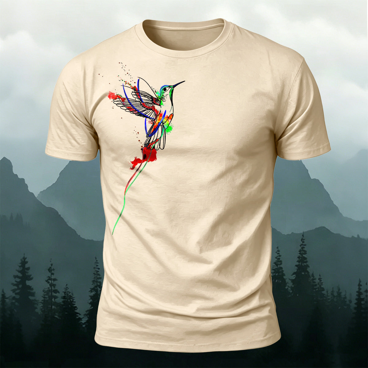Colorful Flying Bird Natural Style 100% Cotton T-Shirt