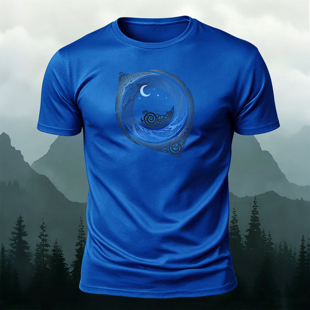 Spiral Mythical Totem Print Casual Cotton T-Shirt