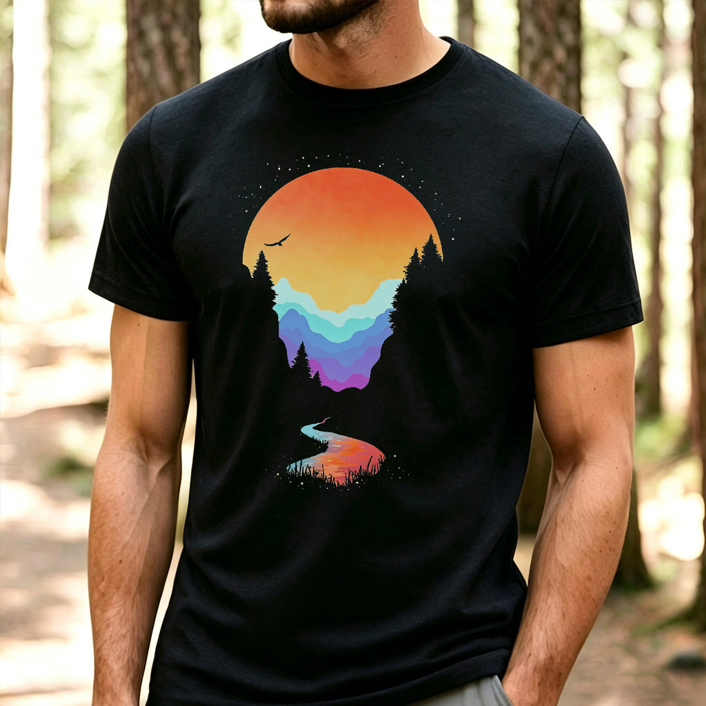 Sunset Scenery Printed Natural Style Skin-friendly T-Shirt