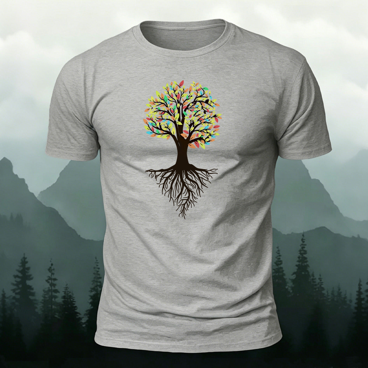 Minimalist Dense Trees Pattern Breathable Material T-Shirt
