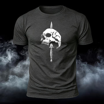DTG Premium Cotton Knife Skull Printed T-Shirt