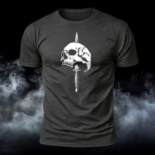 DTG Premium Cotton Knife Skull Printed T-Shirt