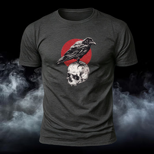 Premium Cotton Retro Crow Skull Printed T-Shirt