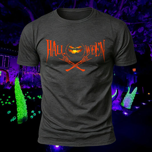Premium Cotton Halloween Pumpkin Skull Printed T-Shirt