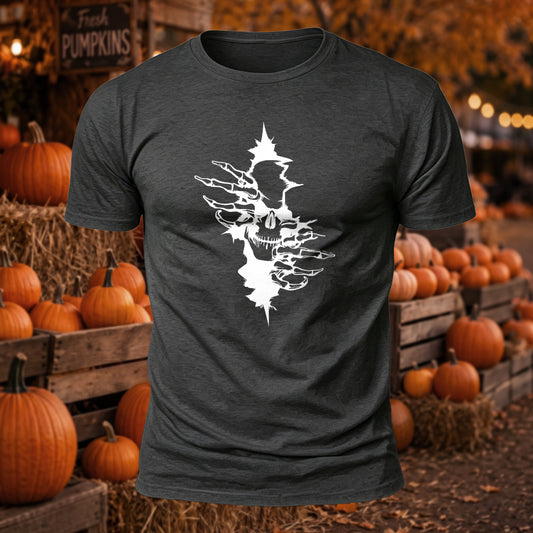 Premium Cotton Tear Open Skull Printed T-Shirt