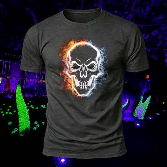 Premium Cotton Fire Skull Printed T-Shirt