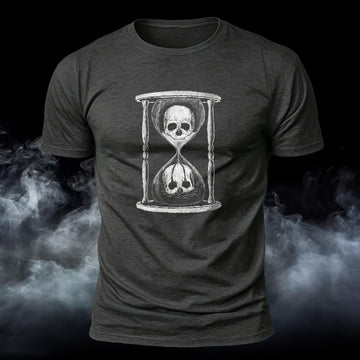 DTG Premium Cotton Skull Hourglass Printed T-Shirt