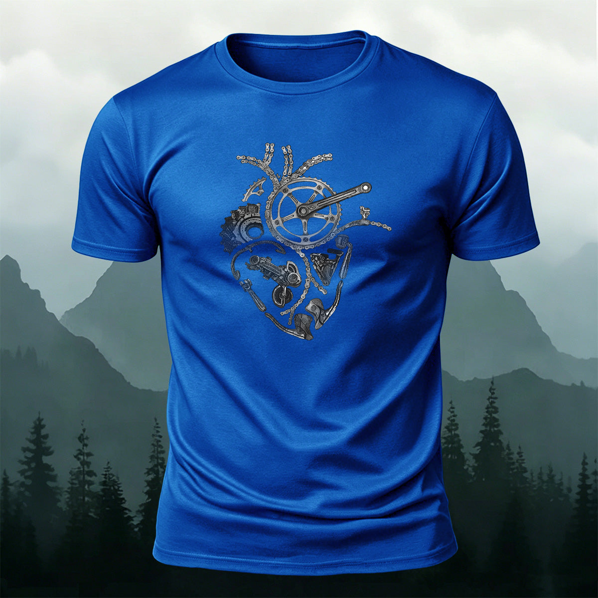 Musical Instruments and Hearts Fun Print Cotton T-Shirt Blue