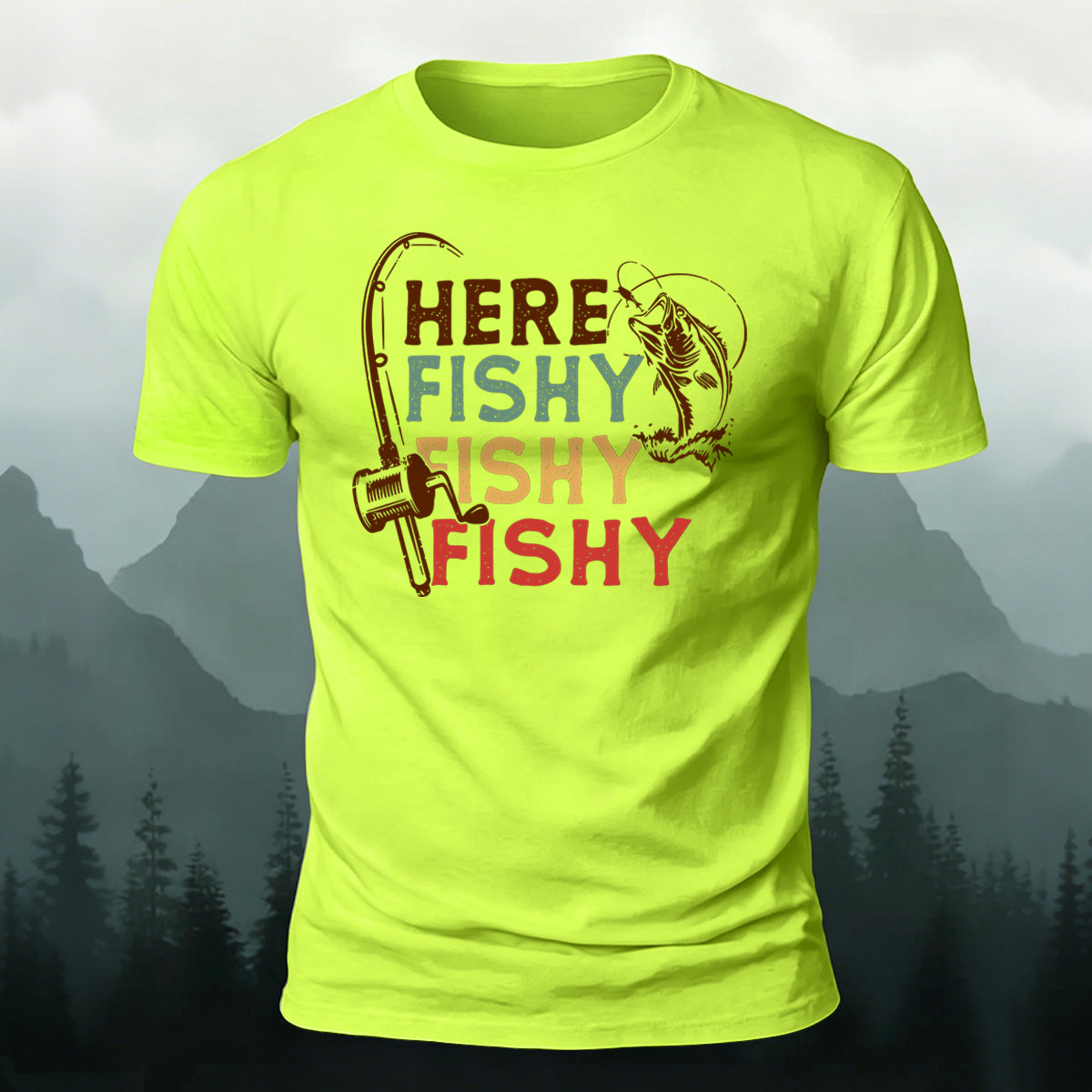 Here Fishy Outdoor Casual Cotton T-Shirt