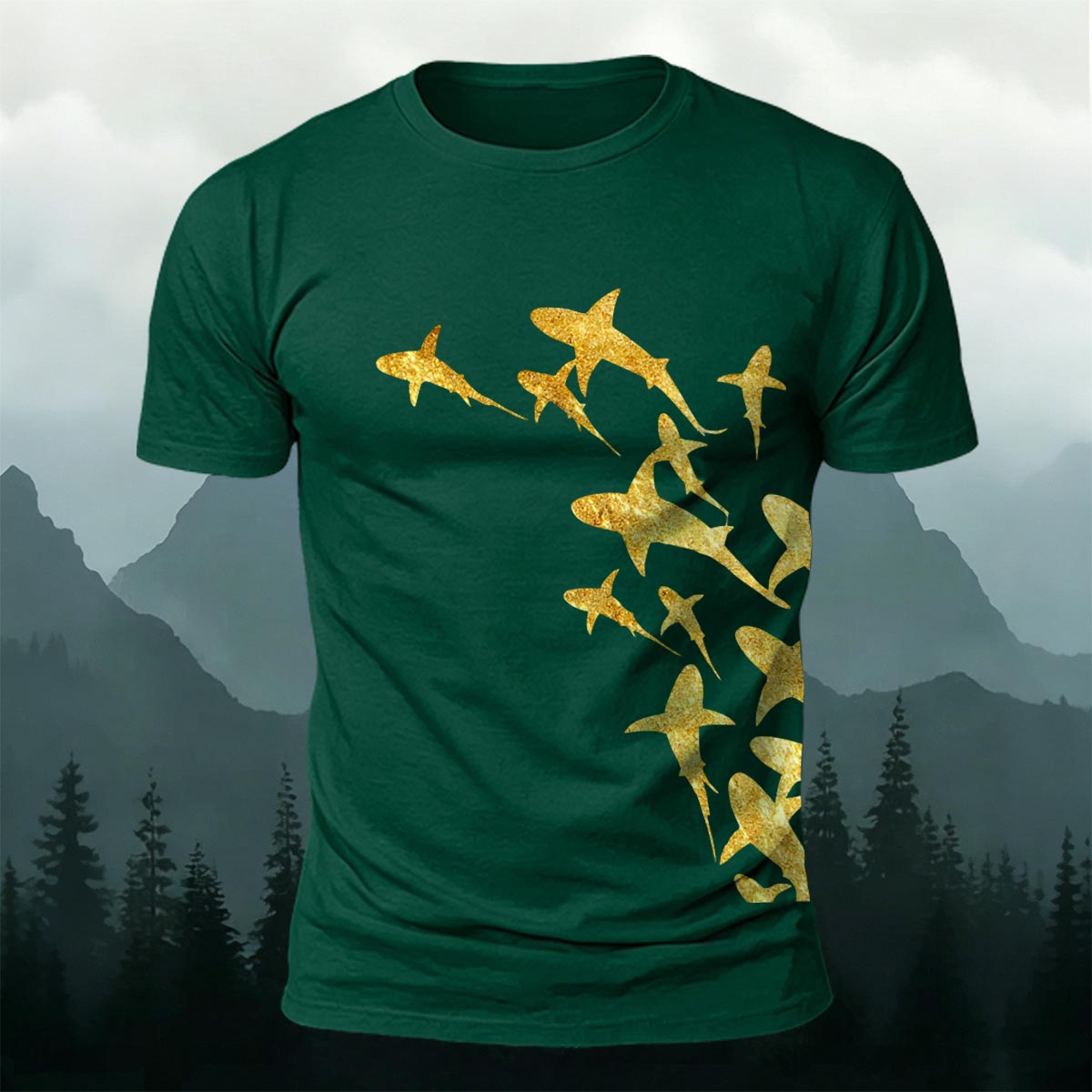 Fish Print Trendy Premium Cotton Casual T-Shirt