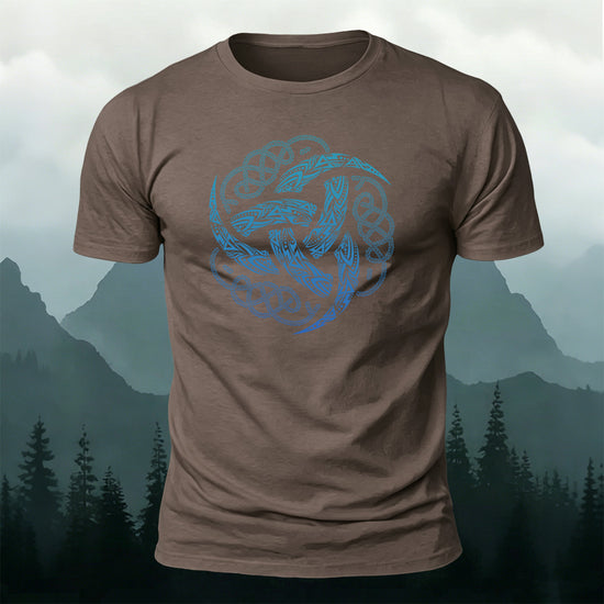 Viking Mythology Totem Print Casual Cotton T-Shirt CO