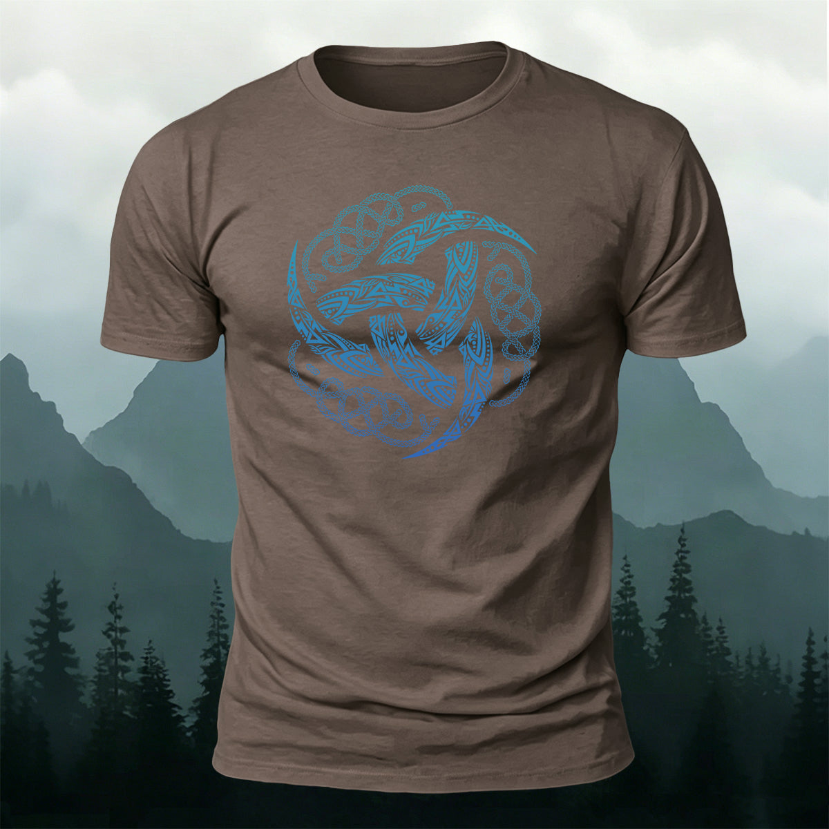 Viking Mythology Totem Print Casual Cotton T-Shirt CO