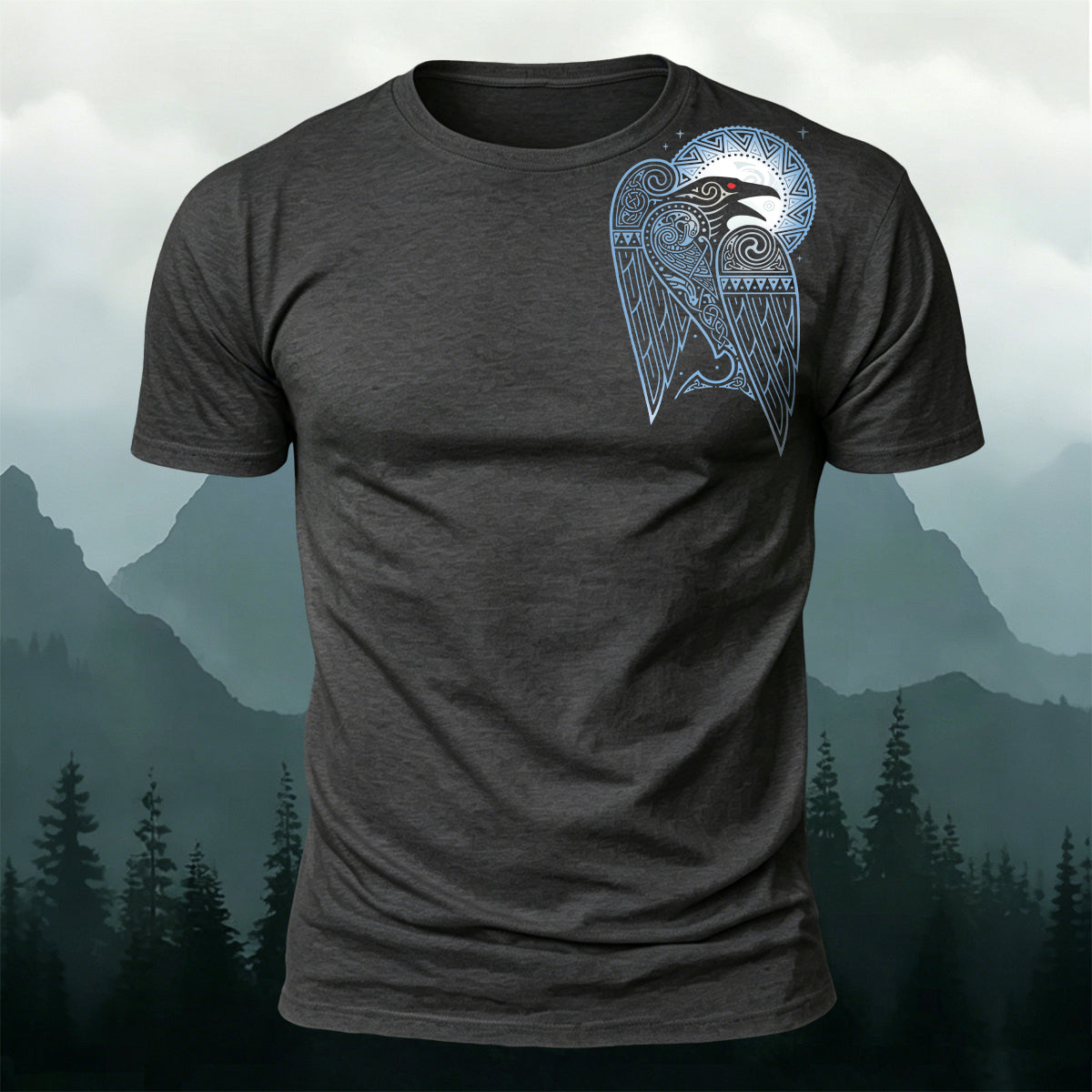 Raven Totem Print Soft-Touch Cotton T-Shirt