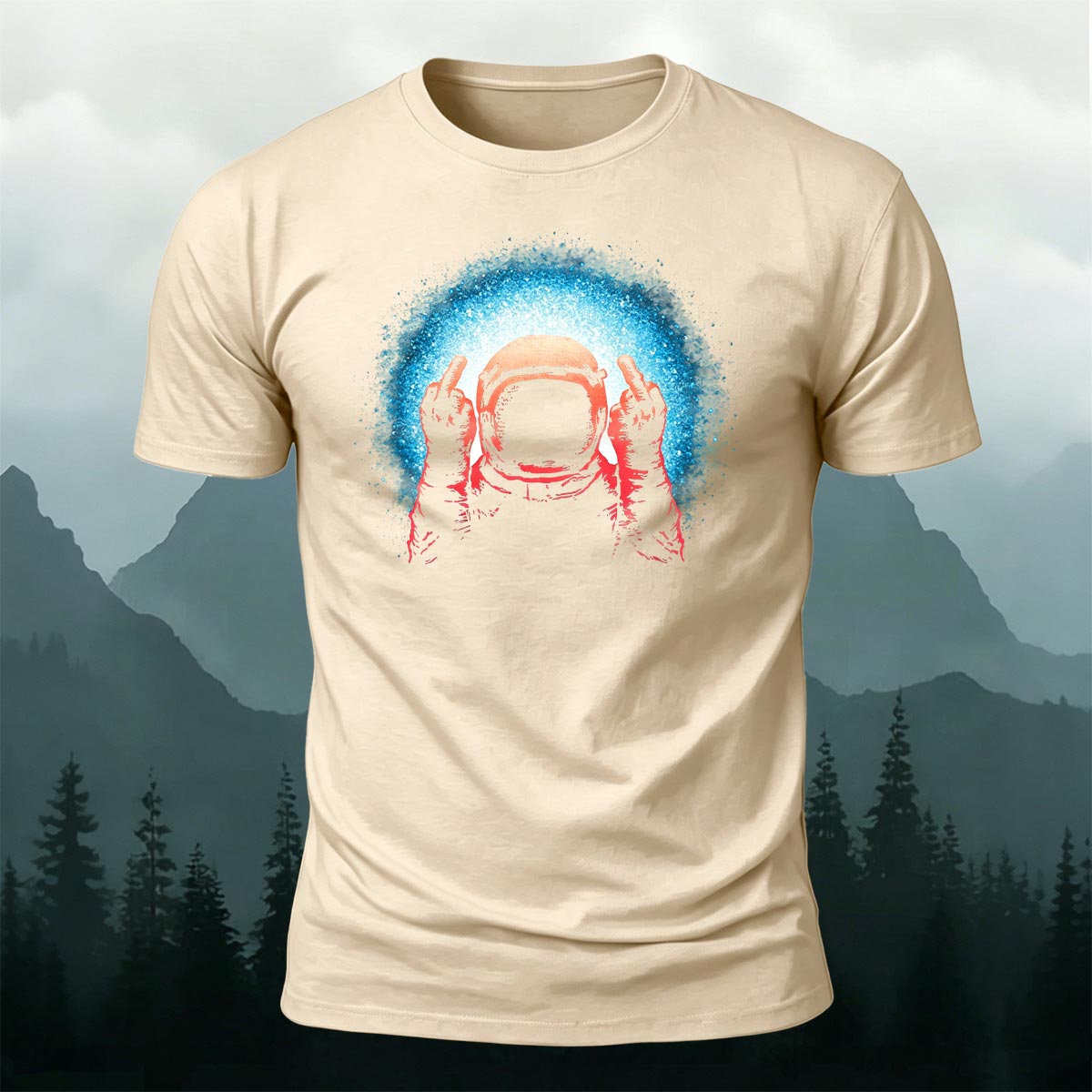 Space Humor Print Casual Premium Cotton T-Shirt