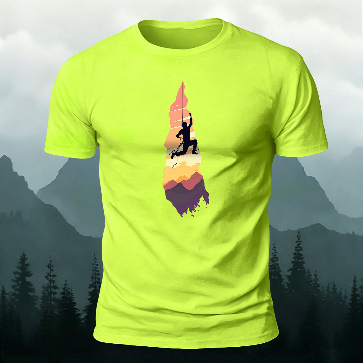 Outdoor Rock Climbing Art Print Casual Cotton T-Shirt