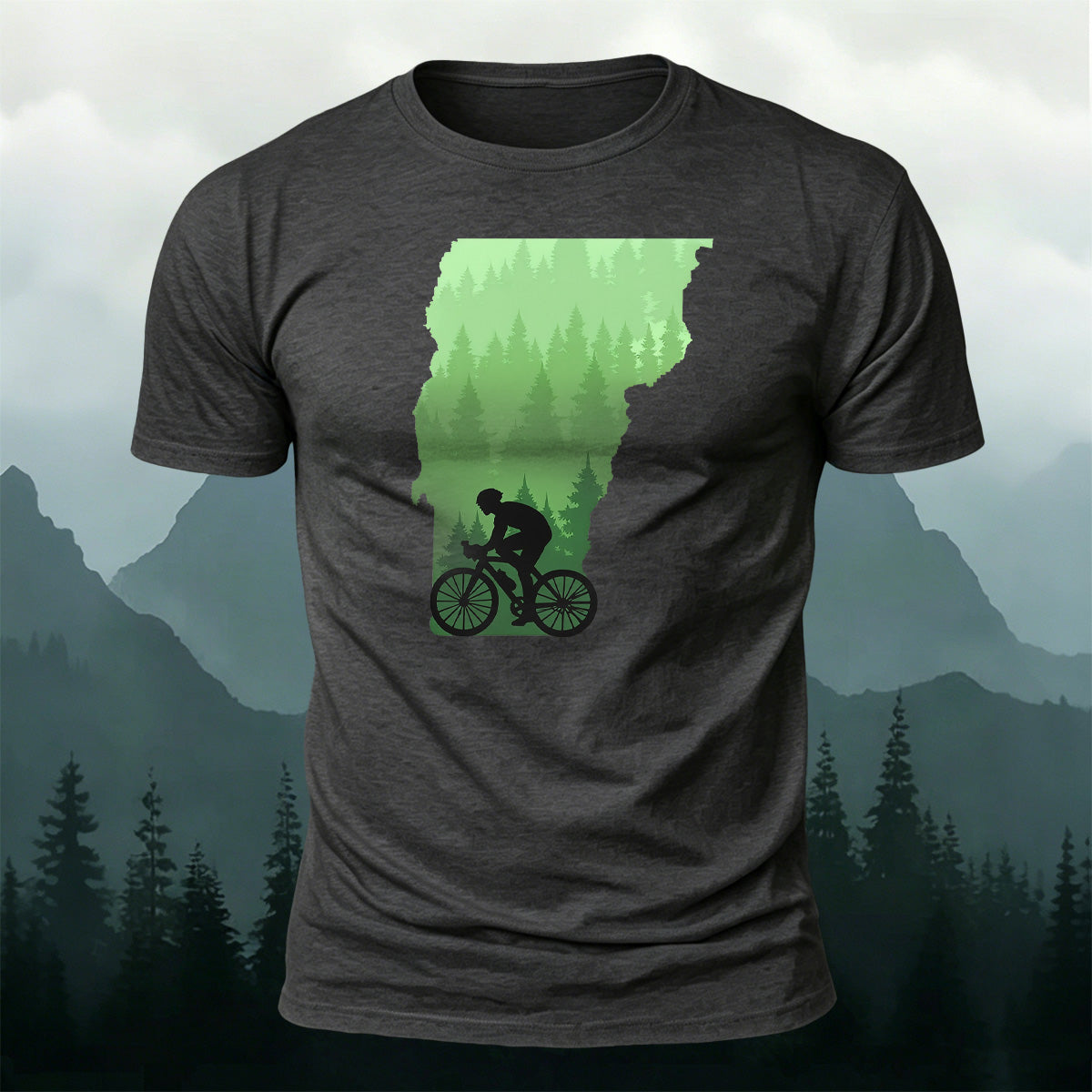 Outdoor Cycling Print Combed Cotton Comfort T-Shirt Dark Grey
