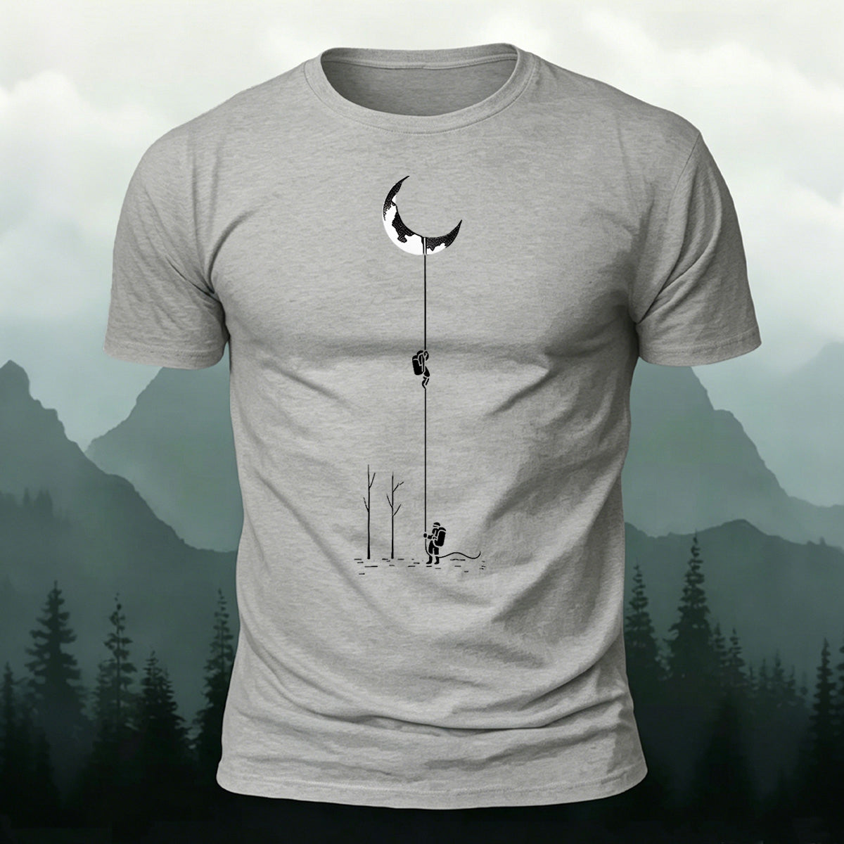 Moon Fun Pattern Casual Premium Cotton T-Shirt