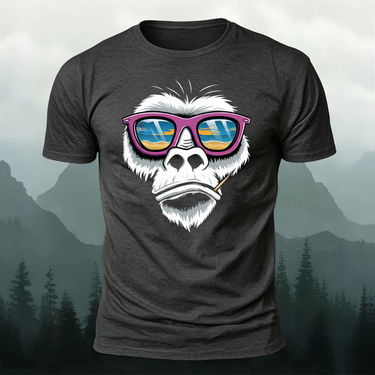 Monkey On The Beach Printed Short Sleeve T-Shirt