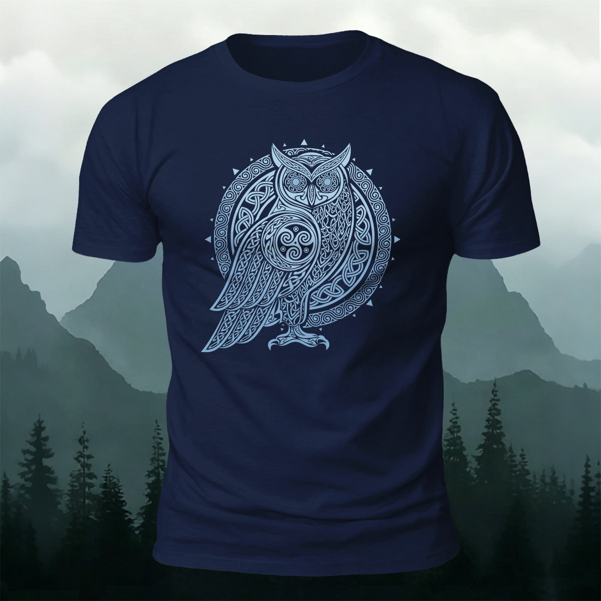 Owl Silhouette Mythical Print Casual Cotton T-Shirt
